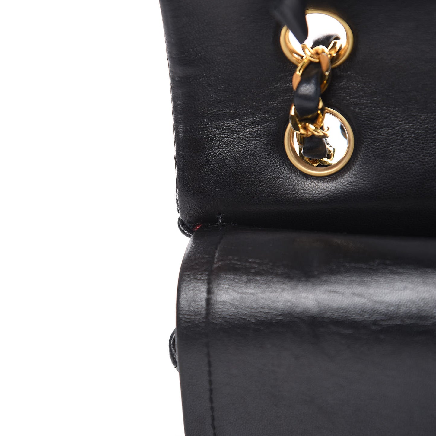 Lambskin Quilted Medium Double Flap Black