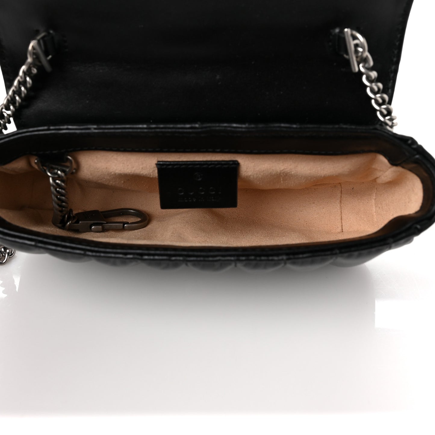Calfskin Matelasse Aria Super Mini GG Marmont Shoulder Bag Black