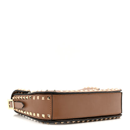 Valentino Garavani Vitello Medium Rockstud Flap Saddle Bag Brown 4 of 9