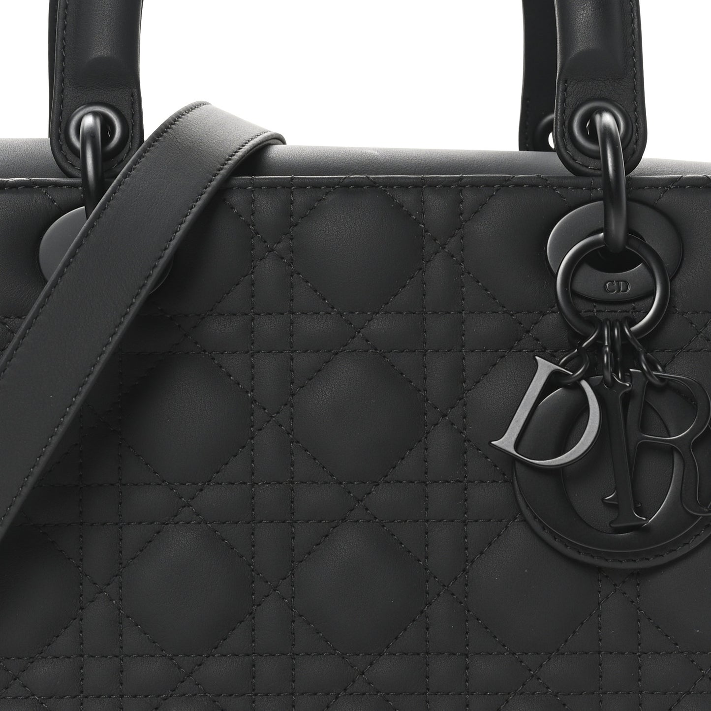 Ultra Matte Calfskin Cannage Medium Lady Dior Black