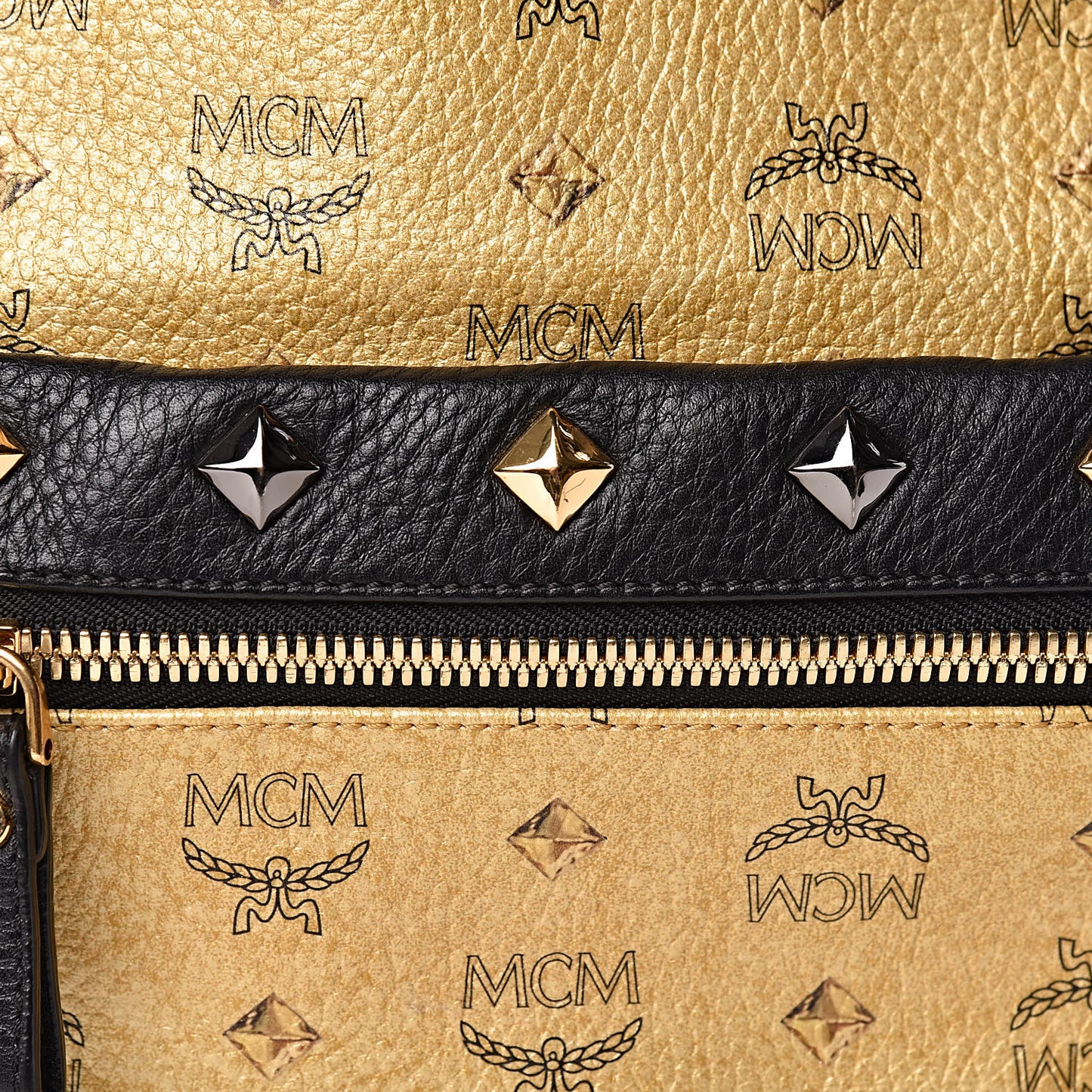 Metallic Visetos Studded Small Dual Stark Backpack Gold