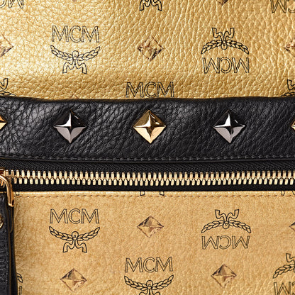 MCM Metallic Visetos Studded Small Dual Stark Backpack Gold 12 of 12