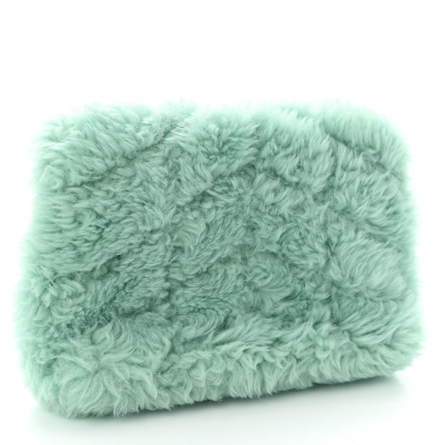 Saint Laurent Shearling Quilted Monogram Loulou Puffer Pouch Clutch Iced Mint Iced Mint 3 of 10