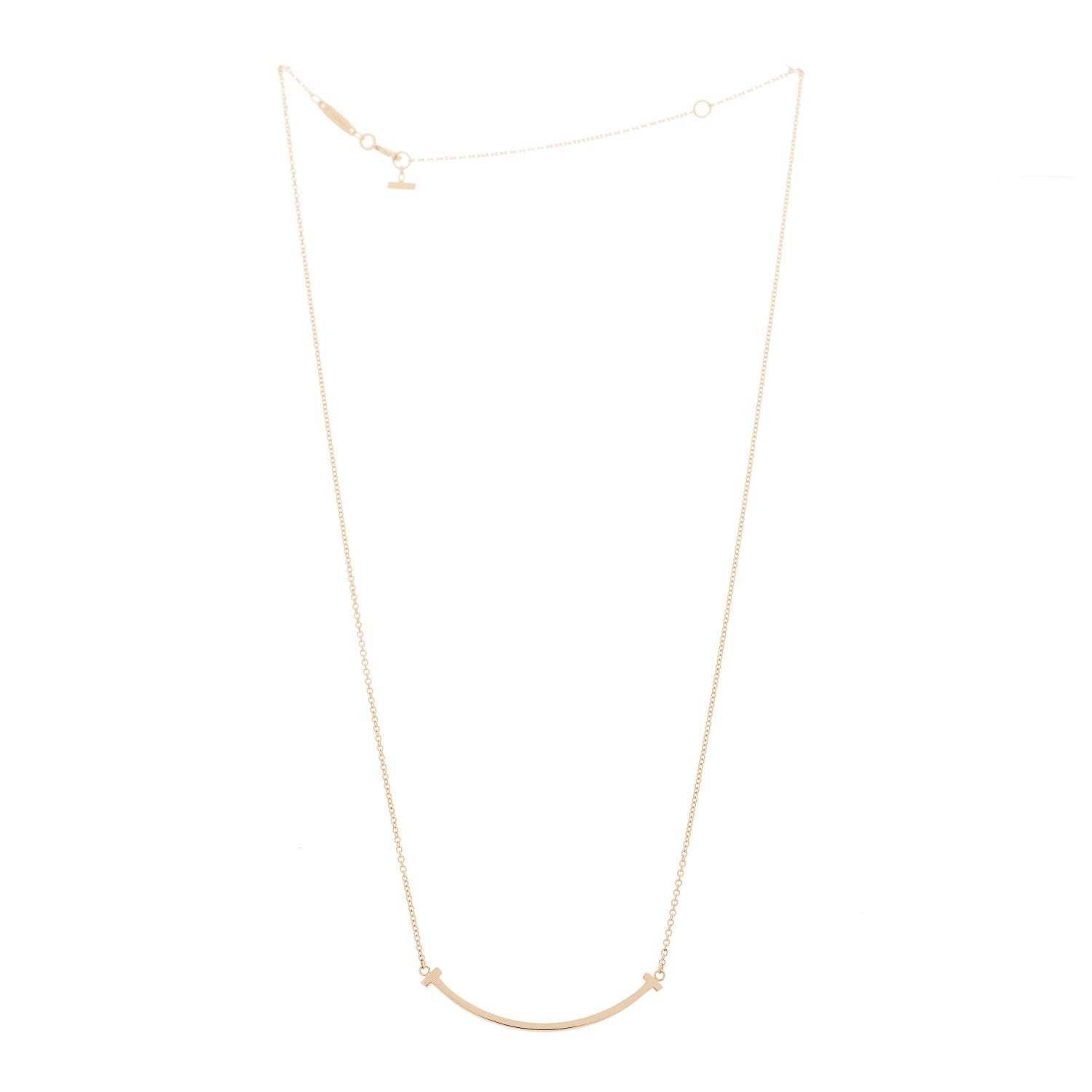 Tiffany 18K Rose Gold Small T Smile Pendant Necklace 3 of 6