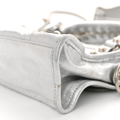 Balenciaga Laminated Agneau Classic Silver Hardware Mini City Silver 10 of 10