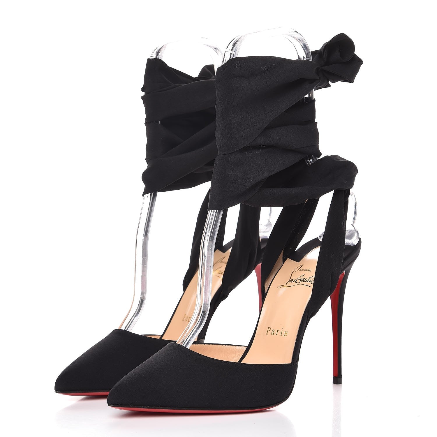 Christian Louboutin Satin Douce Du Desert 100 Heels 39.5 Black 3 of 7