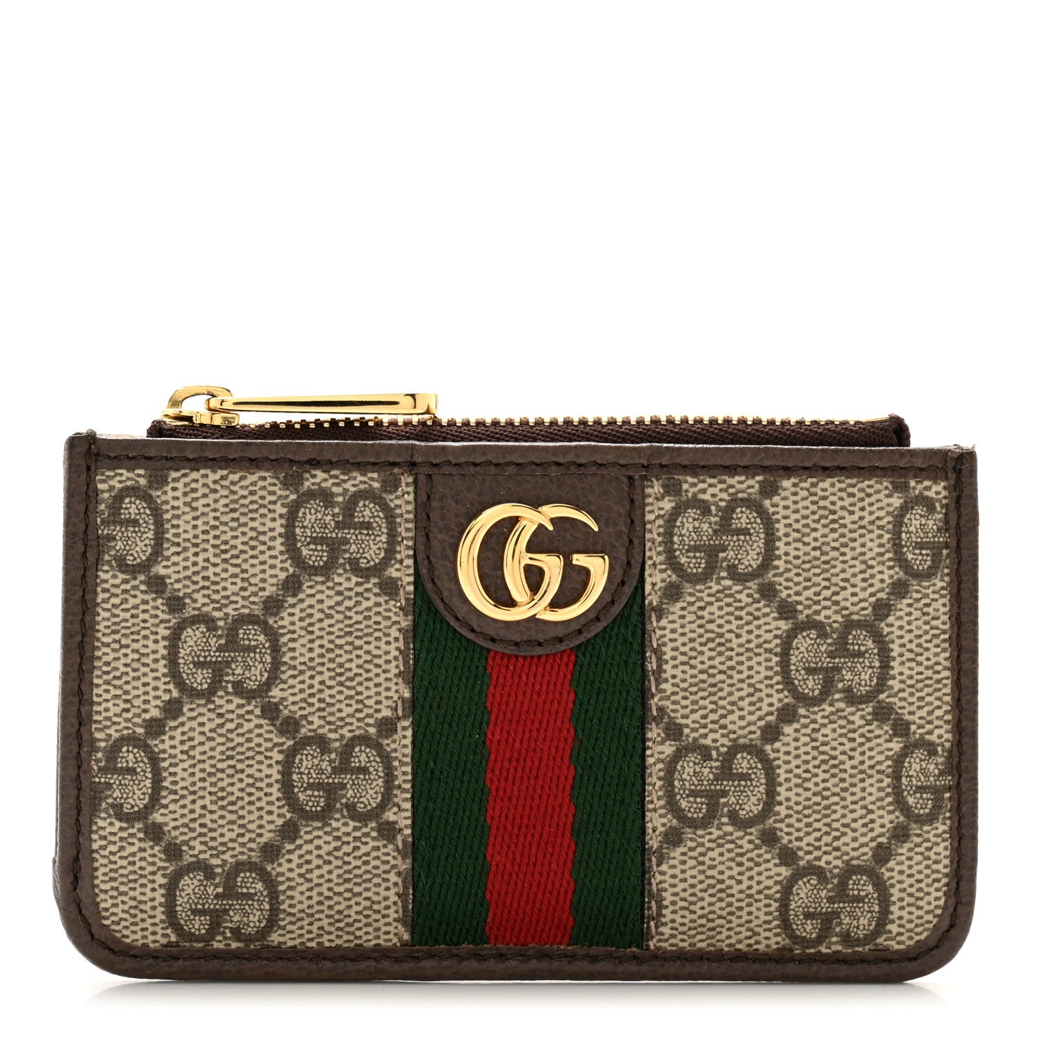 Gucci GG Supreme Monogram Web Ophidia Coin Case Brown 1 of 8