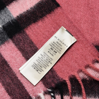 Burberry Cashmere Giant Check Fringe Scarf Pink 6 of 6