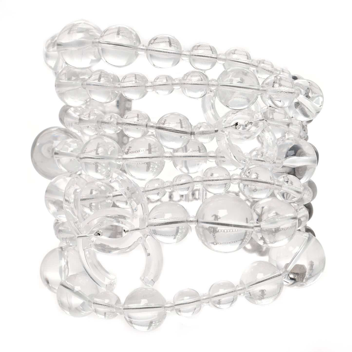 Translucent Resin Crystal CC Multi Strand Bracelet Silver