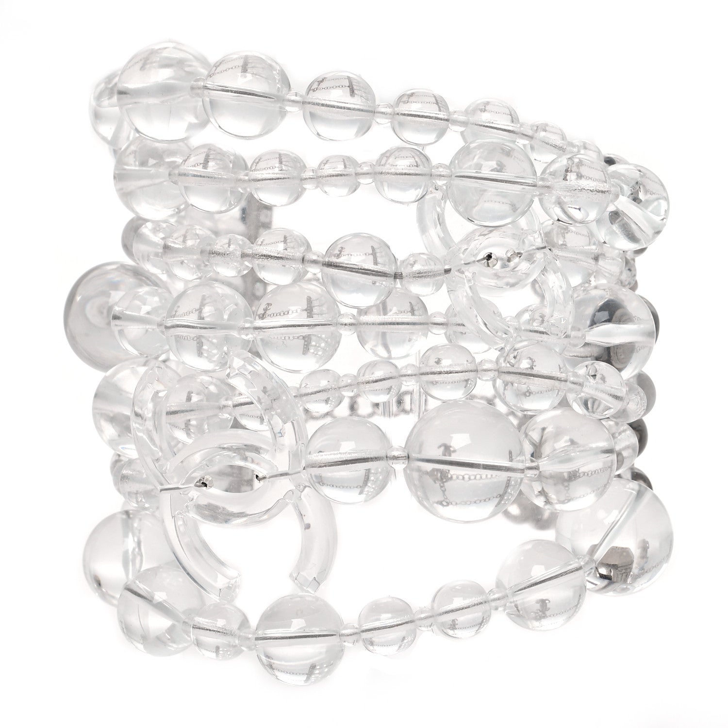 Chanel Translucent Resin Crystal CC Multi Strand Bracelet Silver 1 of 5