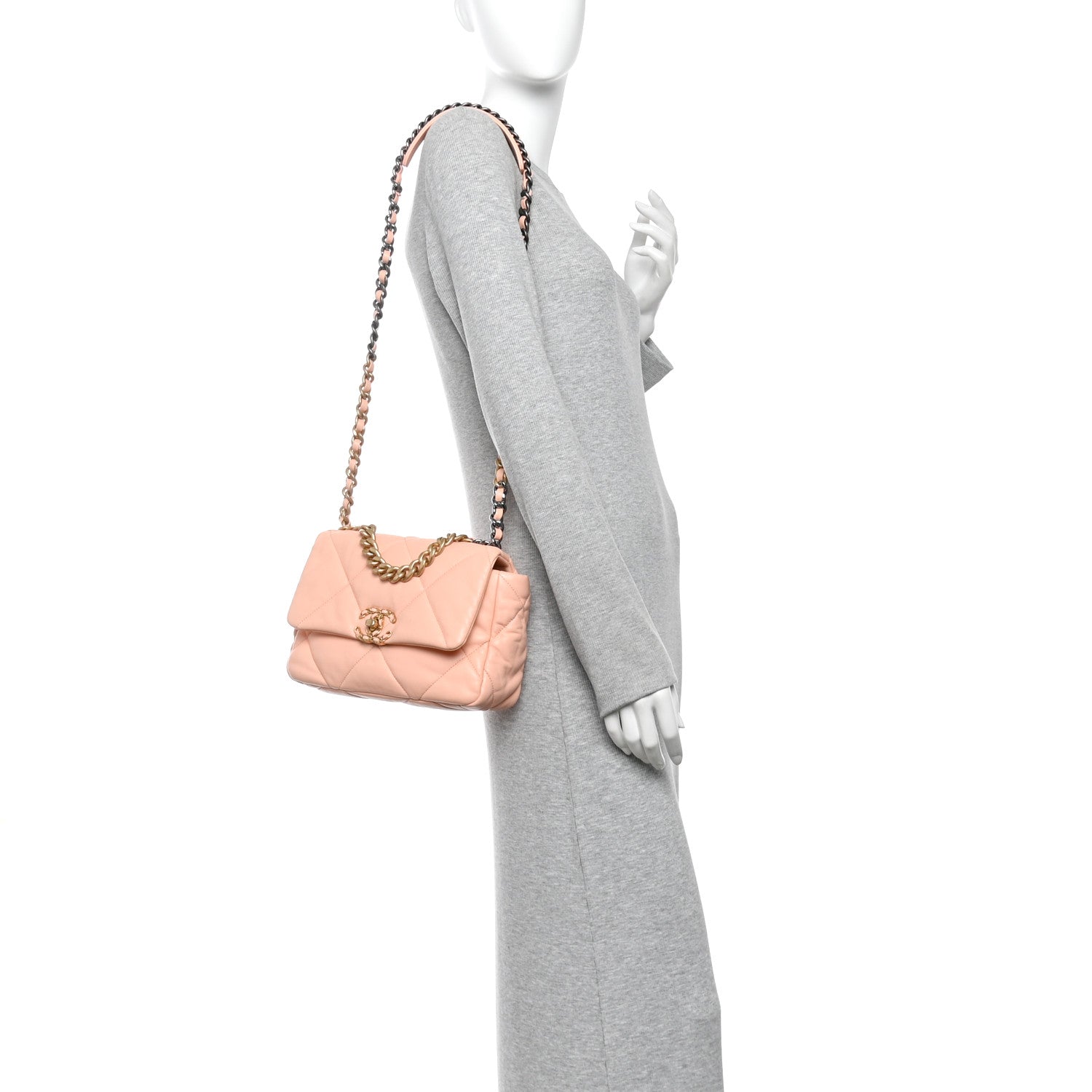 Chanel Goatskin Quilted Medium Chanel 19 Flap Light Pink 2 of 10