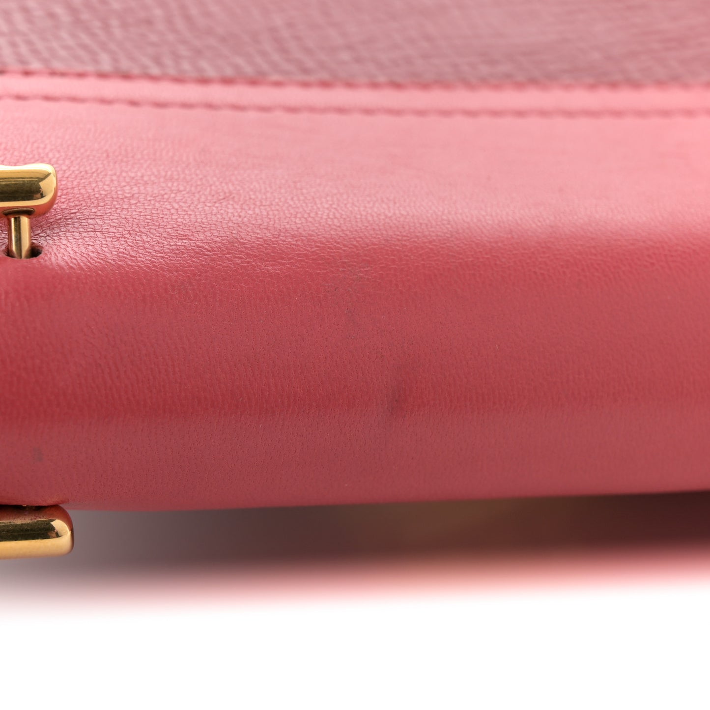 Grained Calfskin Lambskin Bi-Color Drew Shoulder Bag Red