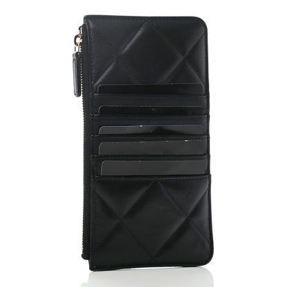 Chanel Shiny Goatskin Quilted Chanel 19 Flat Wallet Pouch Black 3 of 7
