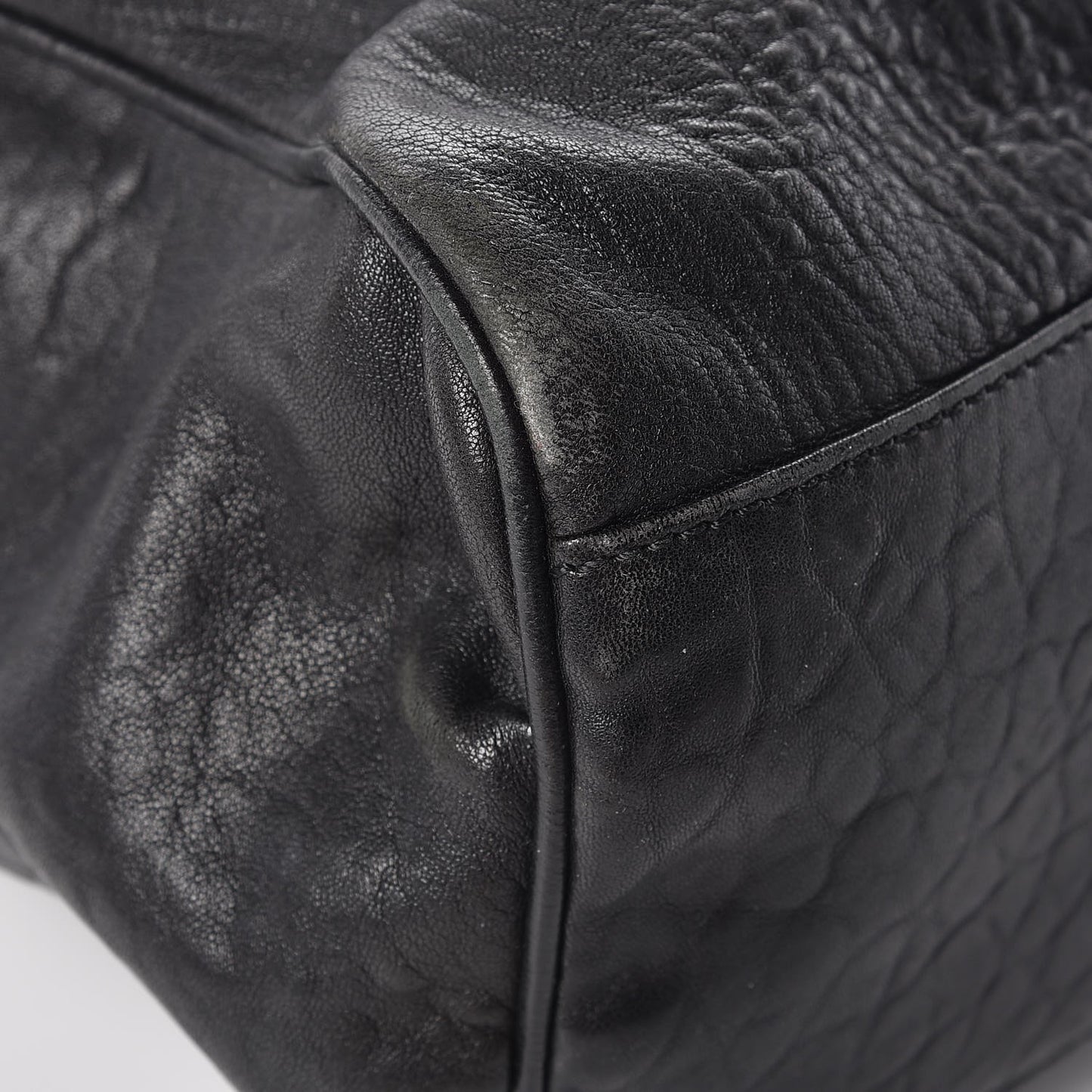 Crinkled Lambskin Mia Degrade Shopper Black