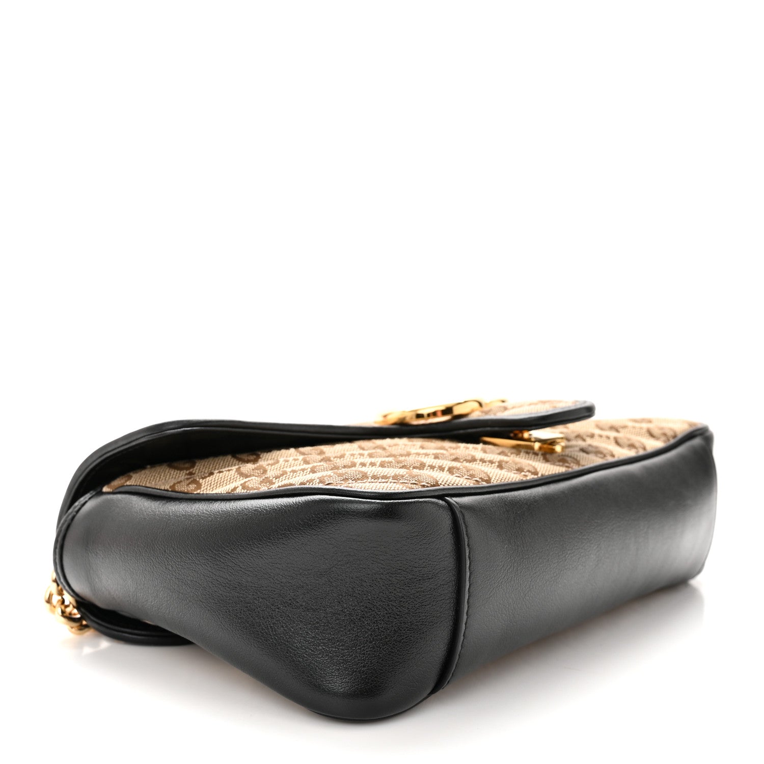 Gucci Monogram Matelasse Diagonal Small GG Marmont Shoulder Bag Beige Black 3 of 9