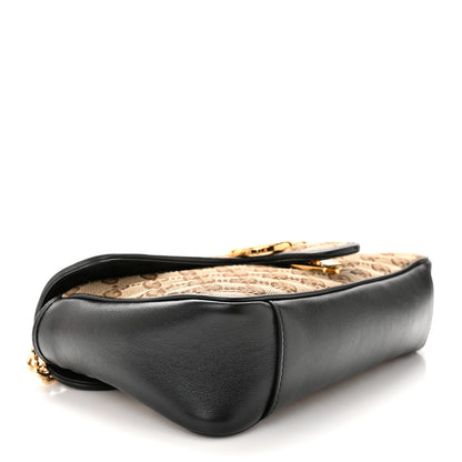 Gucci Monogram Matelasse Diagonal Small GG Marmont Shoulder Bag Beige Black 3 of 9