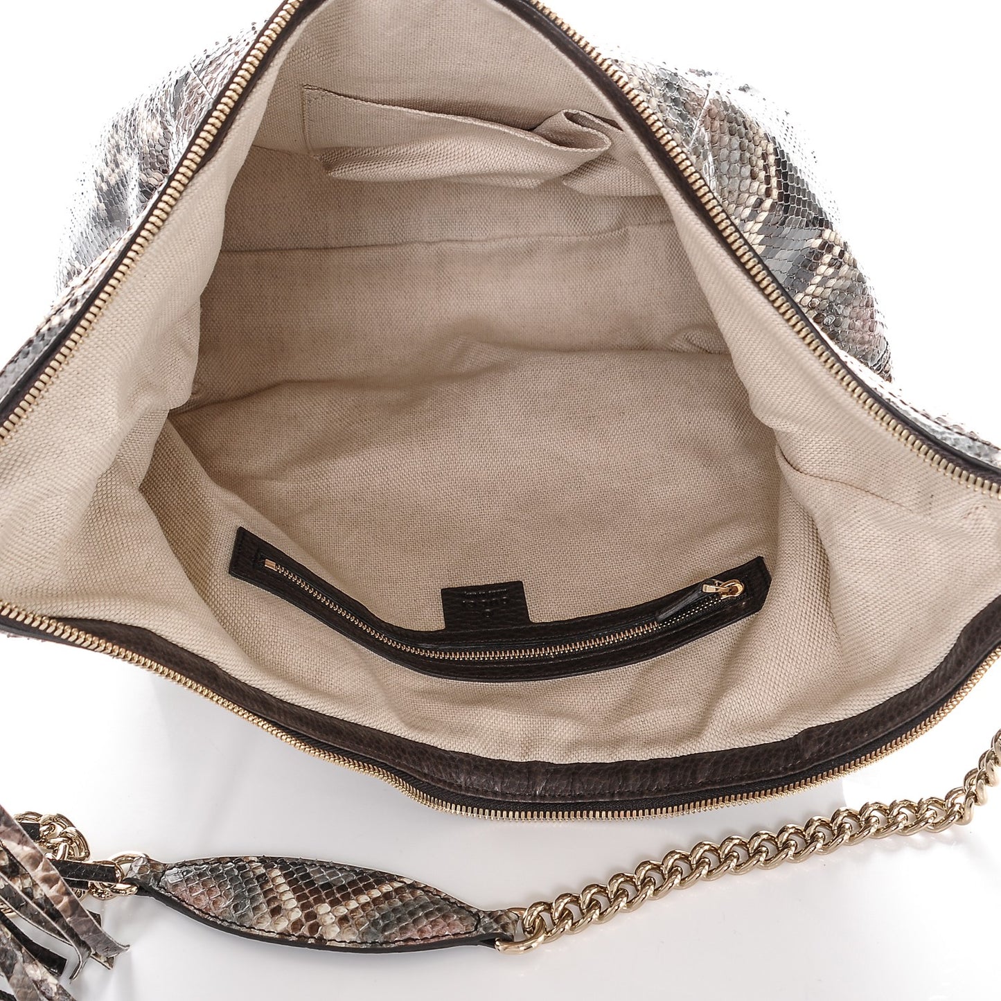 Python Medium Soho Chain Hobo Beige