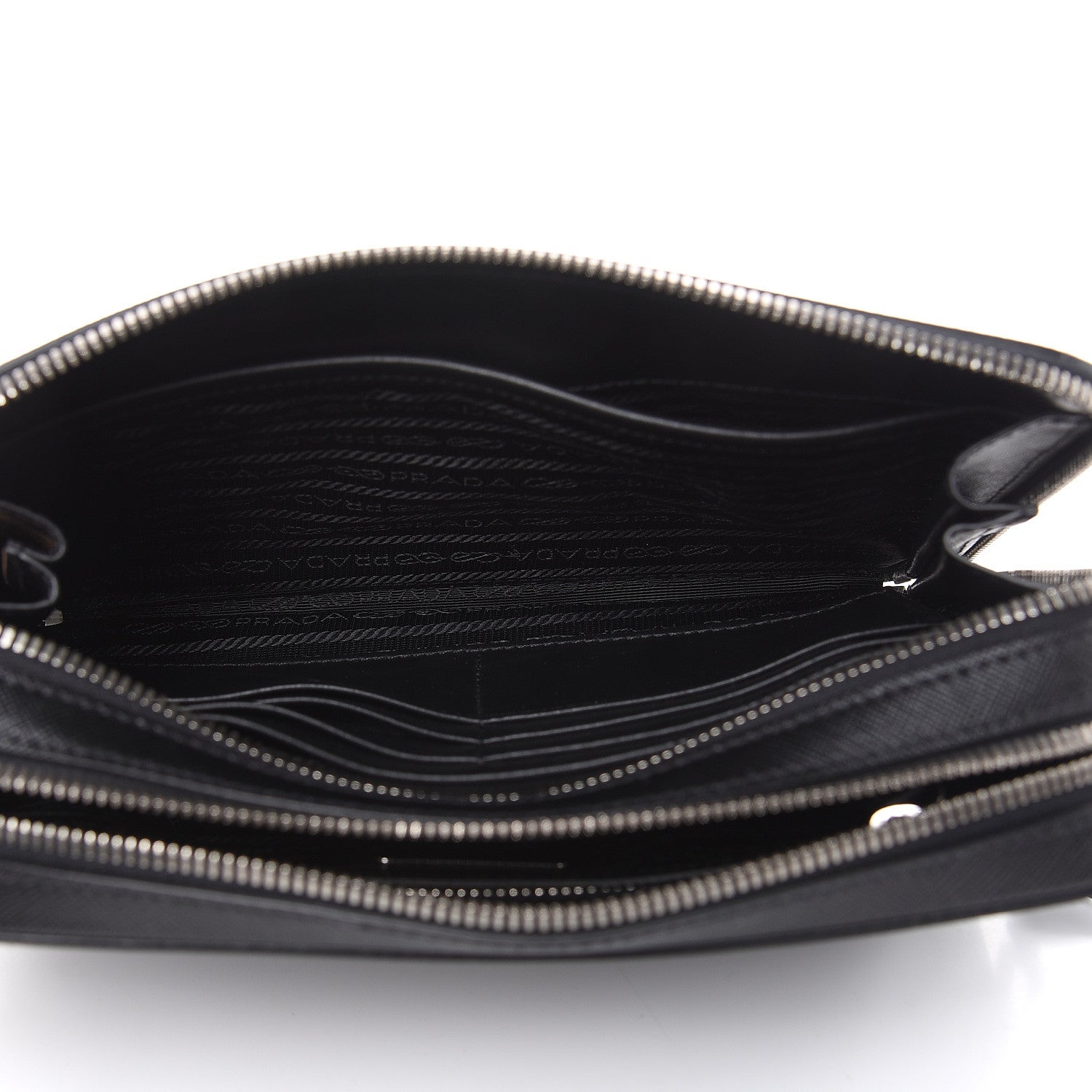 Prada Saffiano Travel Wristlet Bag Black 5 of 9