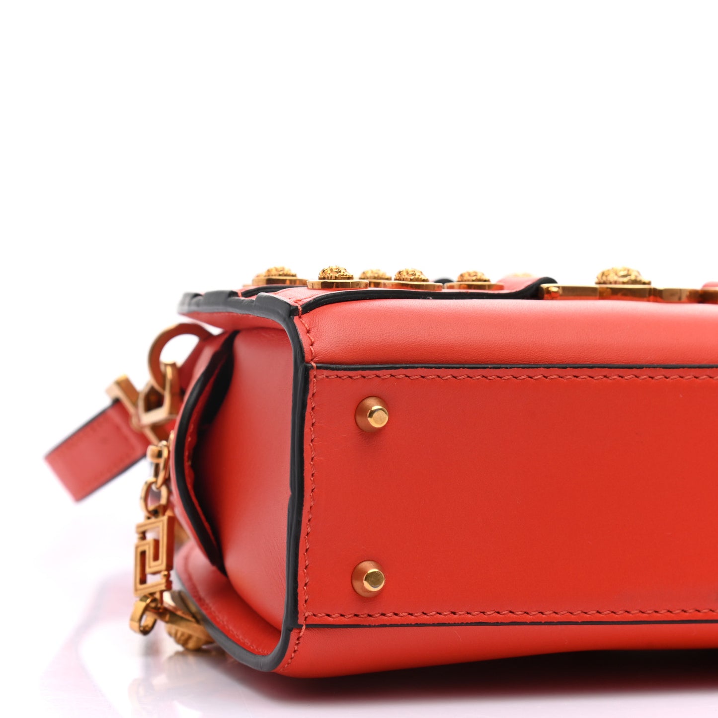 Calfskin Small Medallion Tribute Bowling Bag Orange