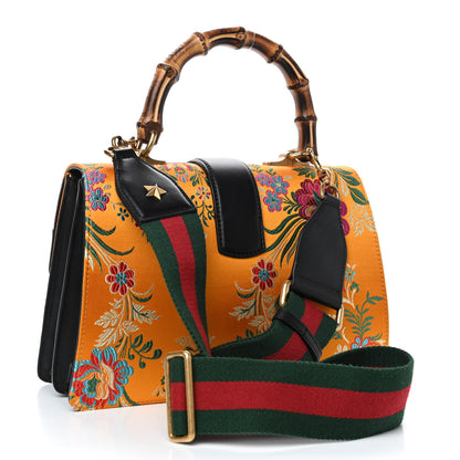 Gucci Satin Calfskin Bamboo Web Tokyo Print Medium Dionysus Top Handle Bag Giallo Multicolor Blue Agata Hibiscus Red 2 of 5