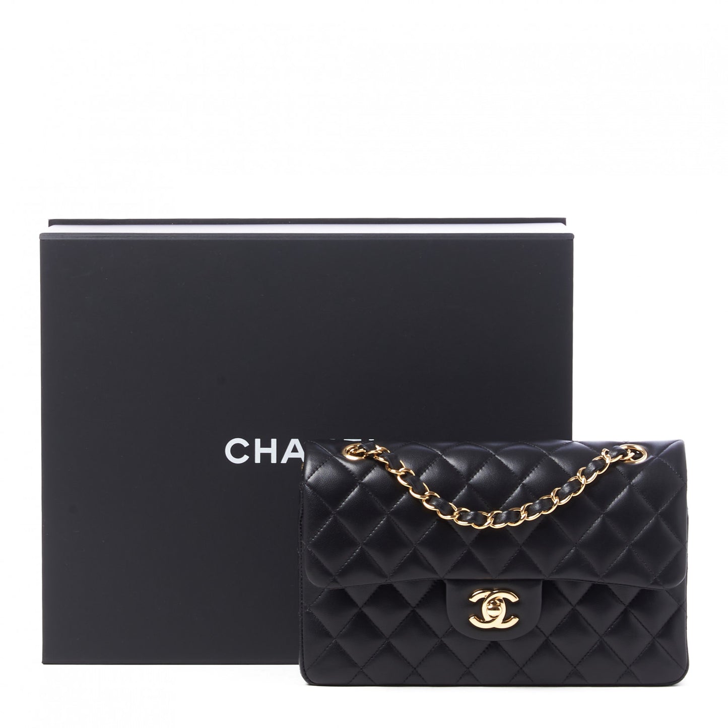 Lambskin Quilted Small Double Flap Black
