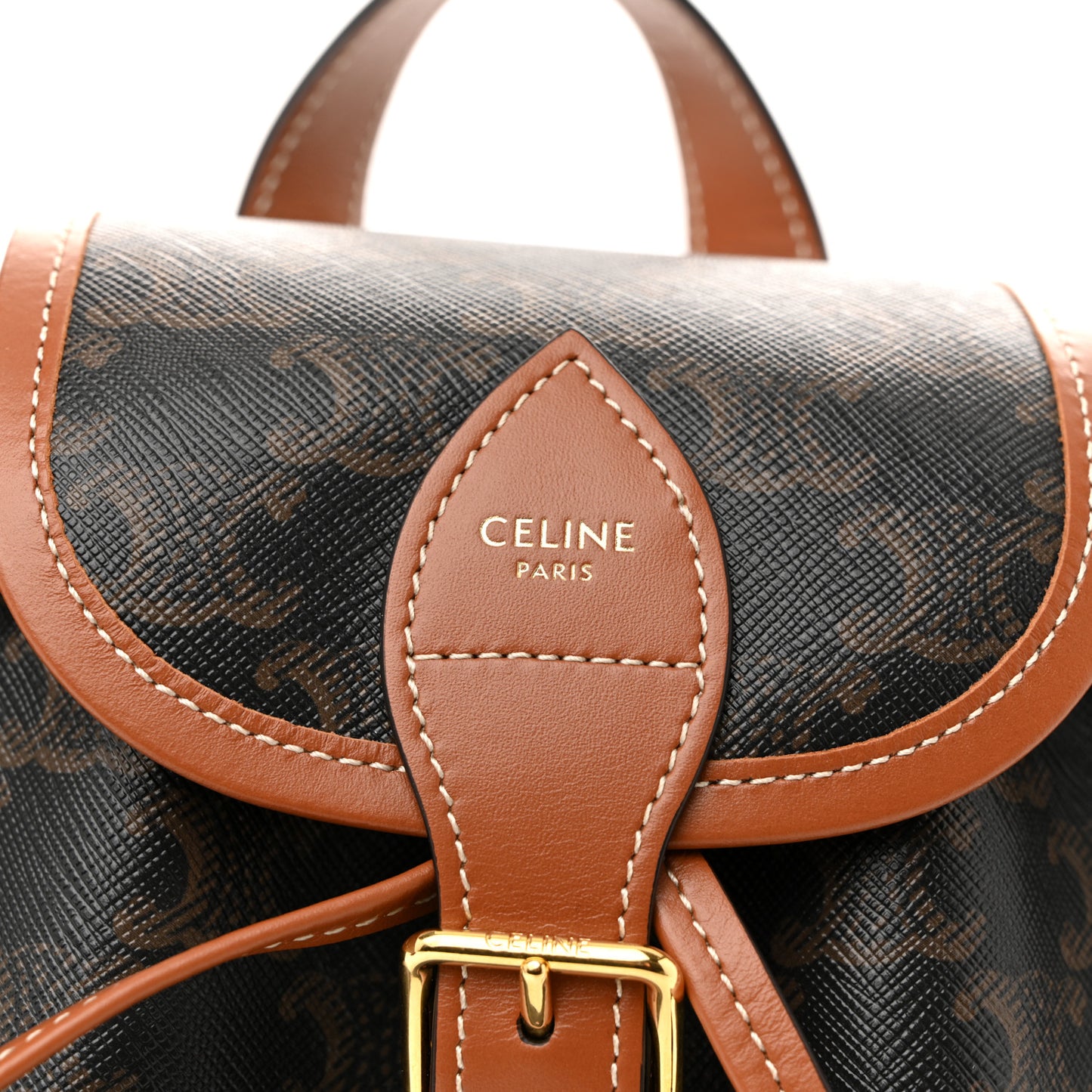 Triomphe Canvas Calfskin Mini Folco Backpack Tan