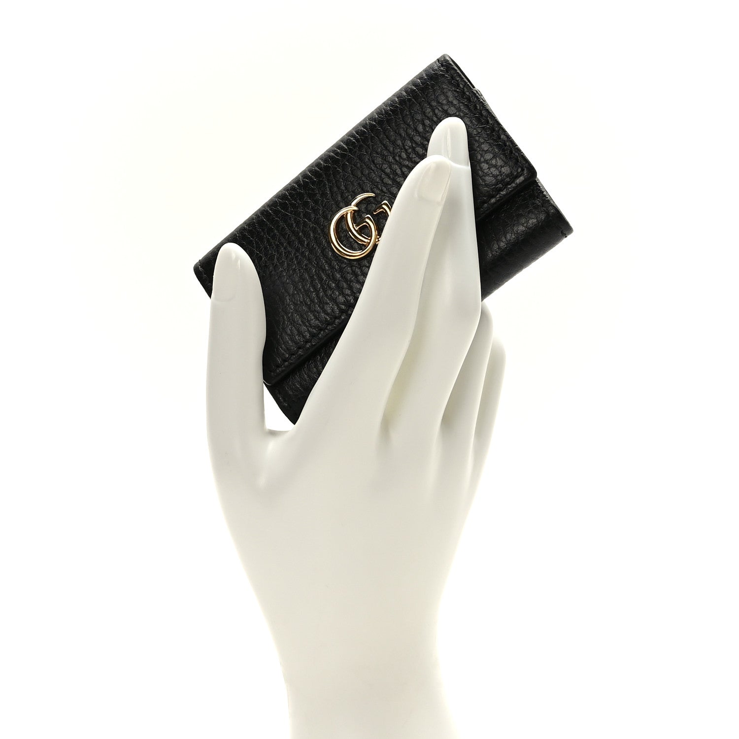 Gucci Pebbled Calfskin GG Marmont 6 Key Holder Black 2 of 6