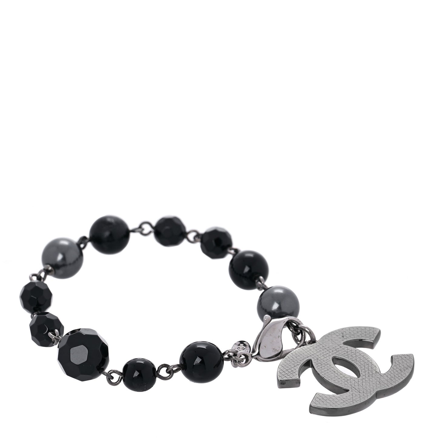 Pearl Beaded CC Bracelet Black