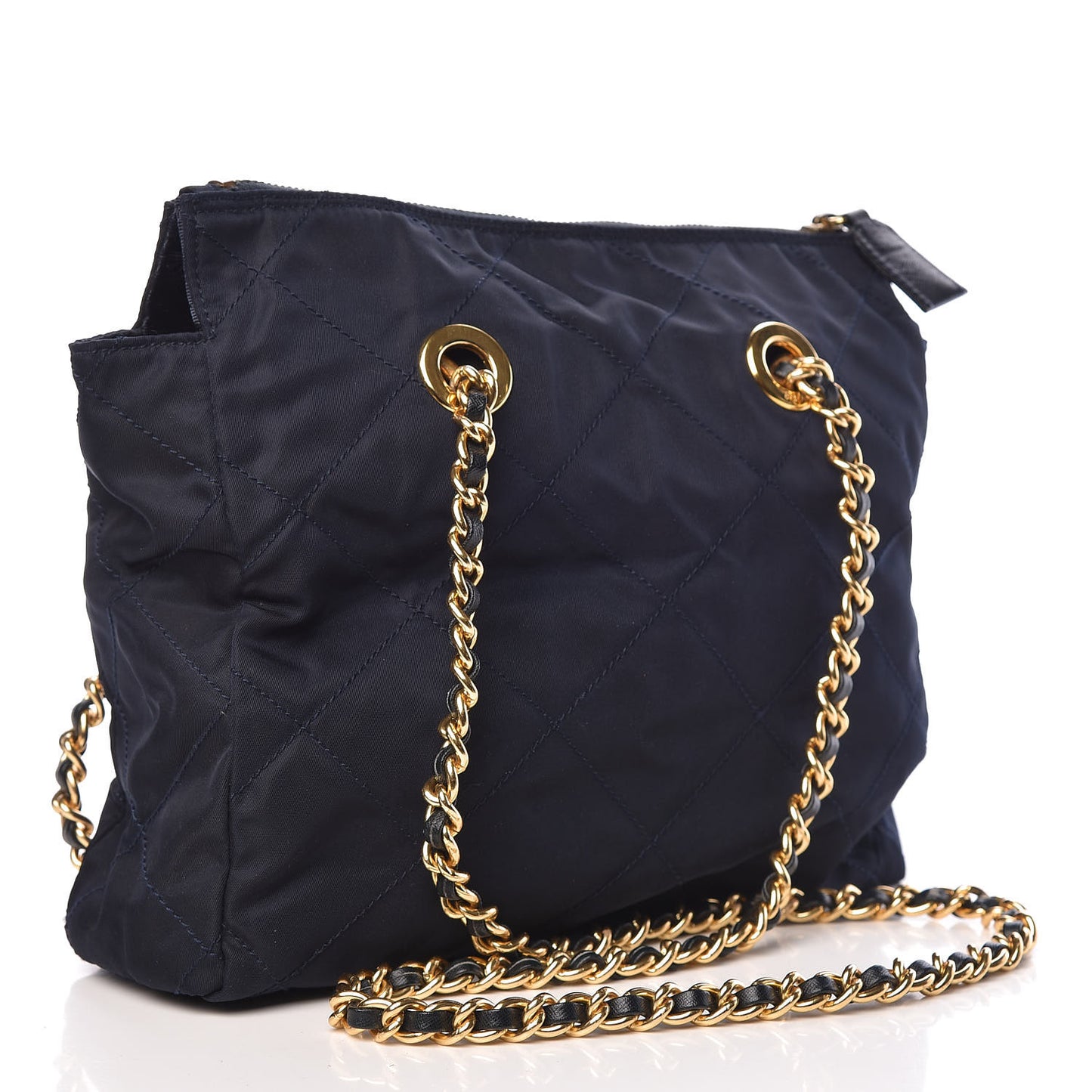 Tessuto Nylon Quilted Shoulder Bag Blue