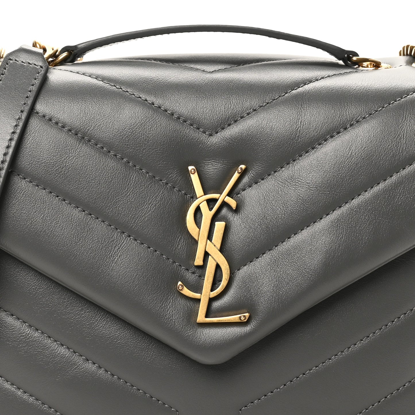 Calfskin Y Quilted Monogram Small Loulou Chain Satchel Storm
