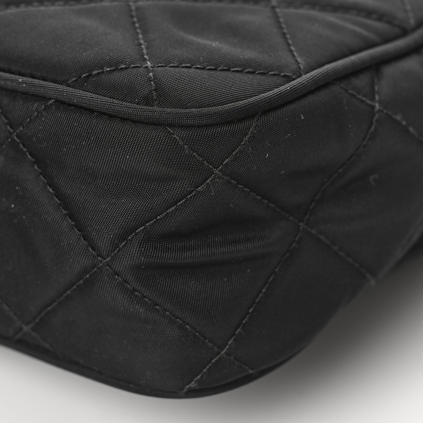 Nylon Tessuto Impuntu Quilted Bandoliera Crossbody Bag Black