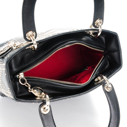 Christian Dior Lambskin Studded Cannage Medium Lady Dior Black 5 of 8