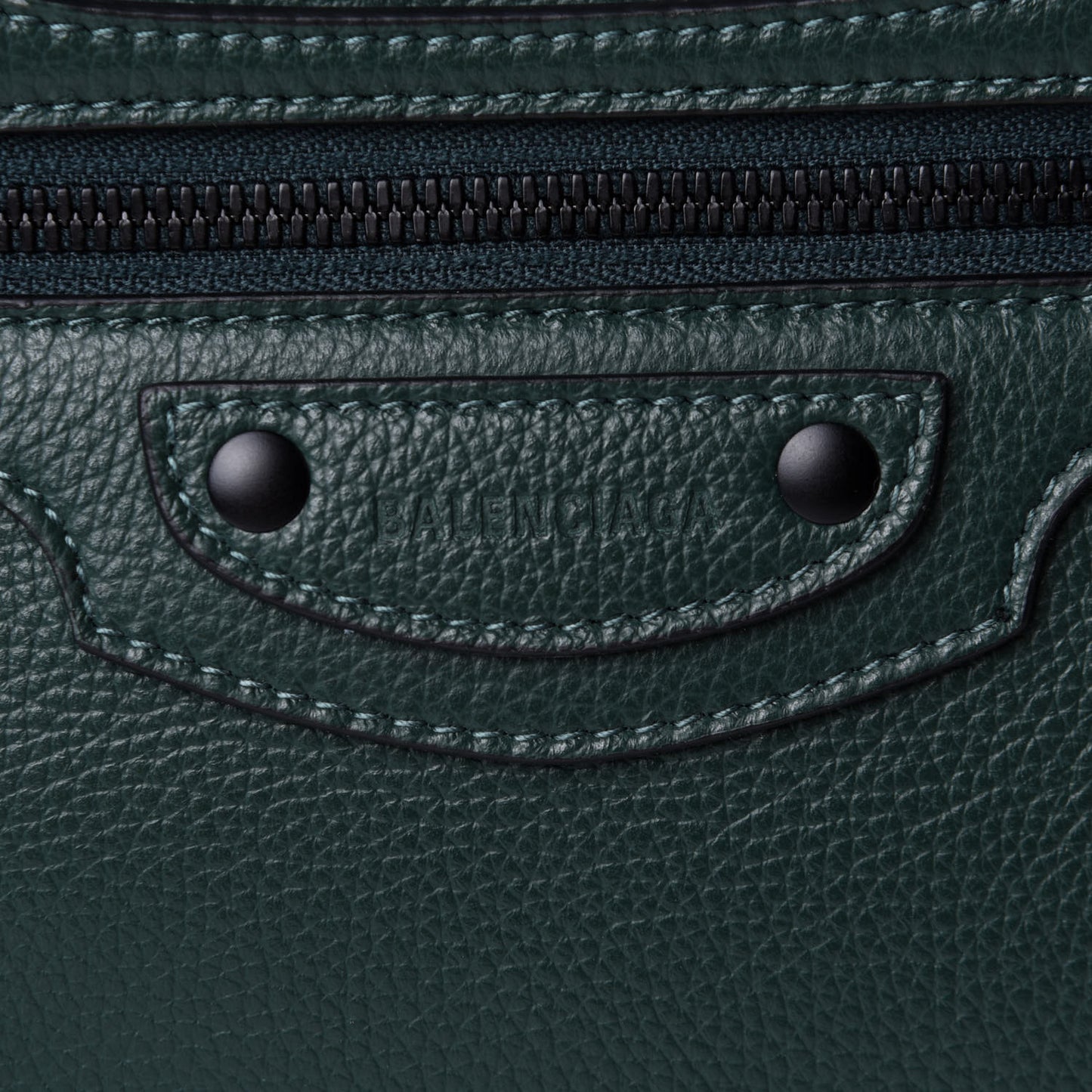 Grained Calfskin Neo Classic Matte Black Hardware S City Forest Green