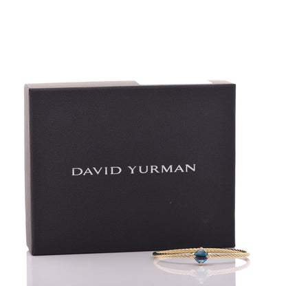 David Yurman 18K Yellow Gold Hampton Blue Topaz Diamond 8mm Chatelaine Bracelet 5 of 5