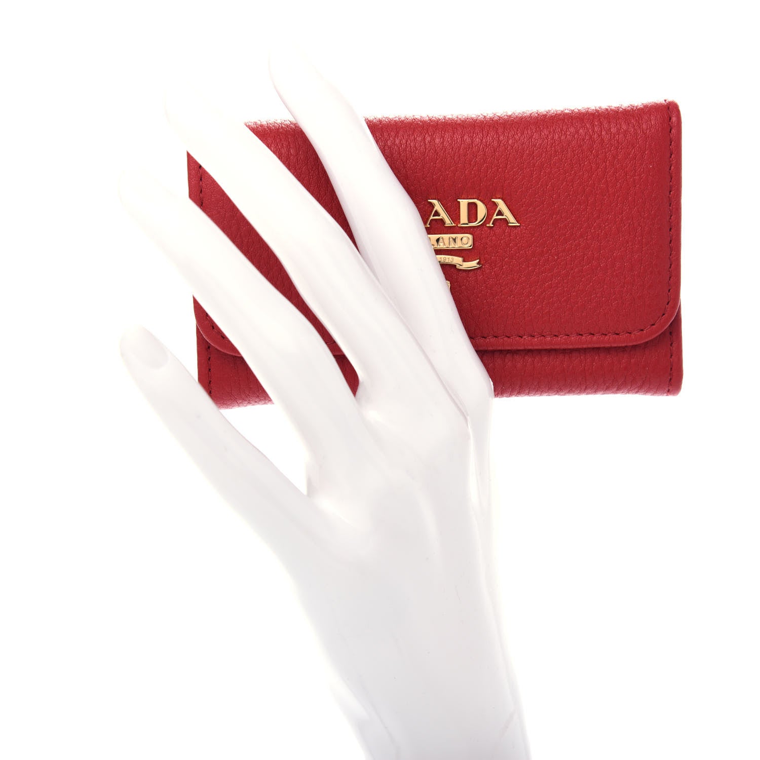 Prada Vitello Grain 6 Key Holder Rosso 2 of 8