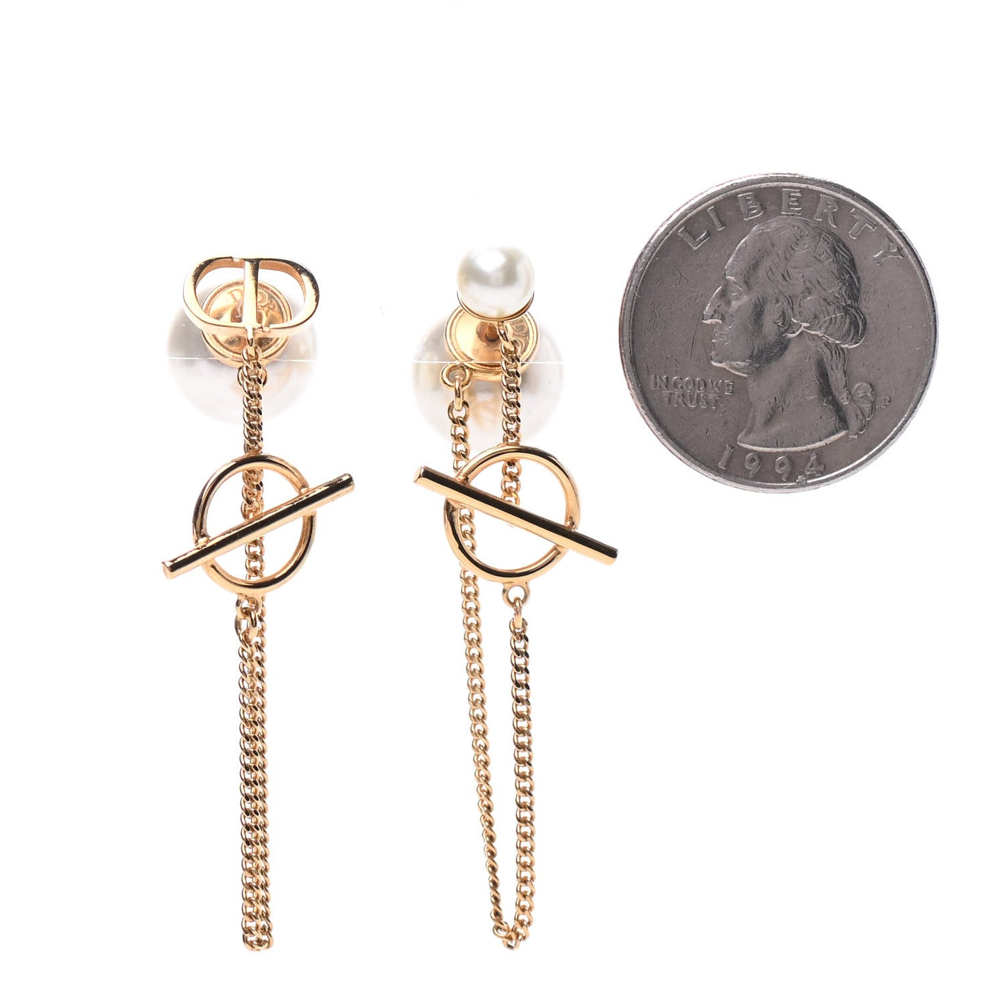 Pearl Tribales Dangle Chain Earrings Gold