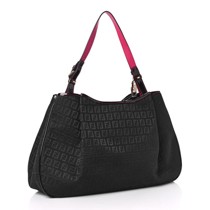 Fendi Zucchino Forever Shoulder Bag Black Pink 3 of 10