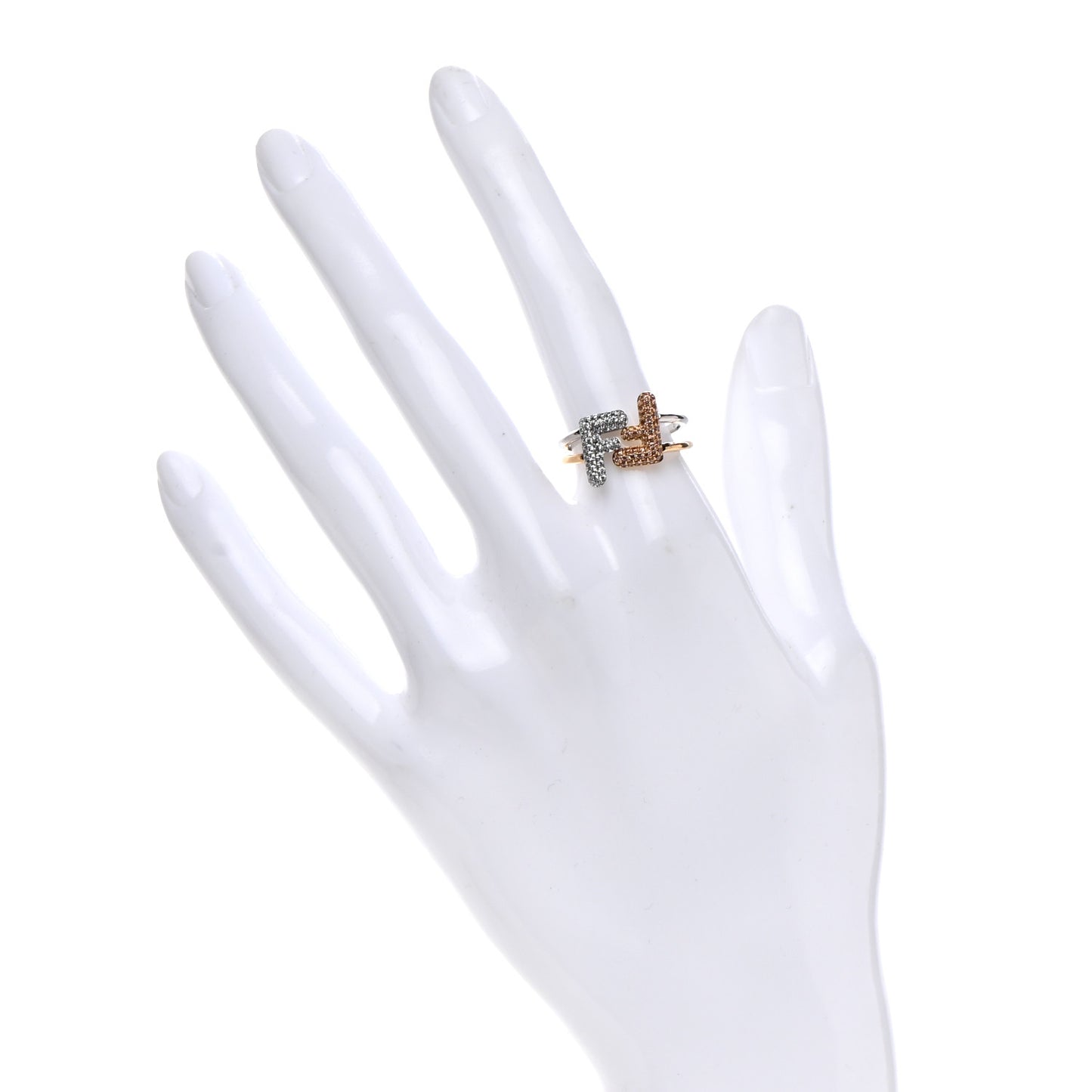 Metal Crystal F is Fendi Ring 5.5 Gold Silver