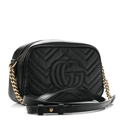 Gucci Calfskin Matelasse Small GG Marmont Chain Shoulder Bag Black 3 of 11