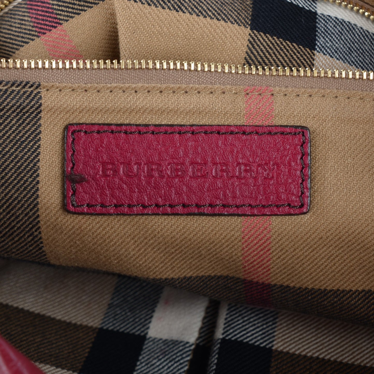 Soft Calfskin House Check Big Crush Tote Red