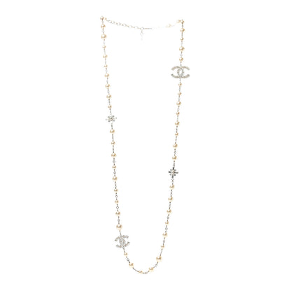 Chanel Crystal Pearl CC Long Necklace Gold 3 of 6
