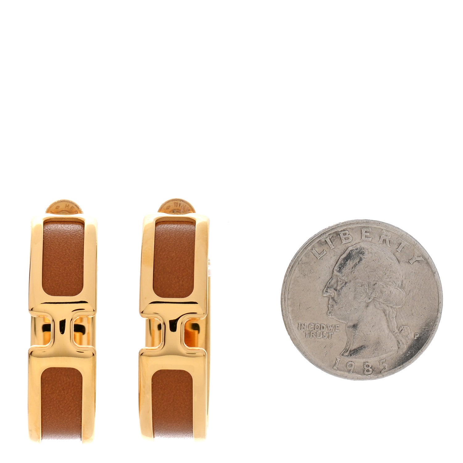 Hermes Box Calfskin Olympe Hoop Earrings Cannelle 2 of 4