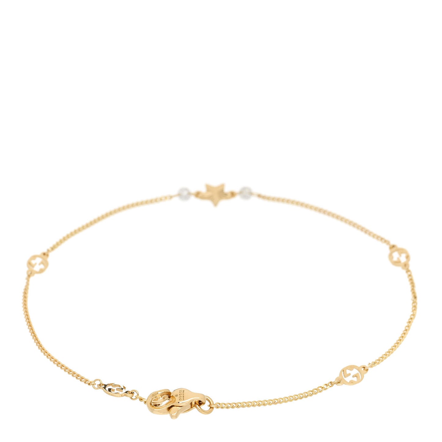 18K Yellow Gold Diamond Star GG Station Bracelet