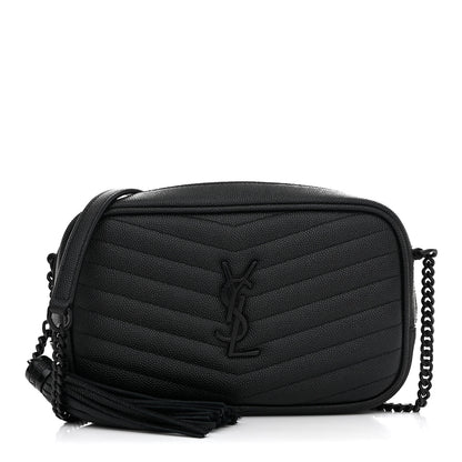 Saint Laurent Grain De Poudre Matelasse Monochrome Monogram Mini Lou Camera Bag Black 1 of 10