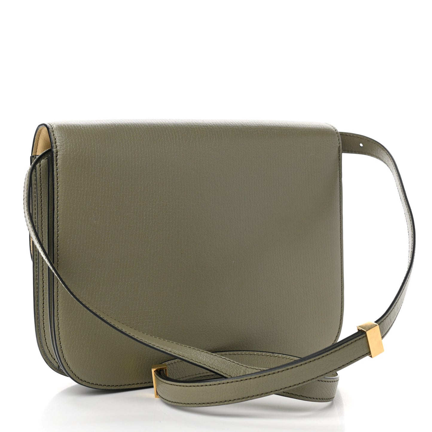 Goatskin Classic Box Medium Flap Bag Army Green