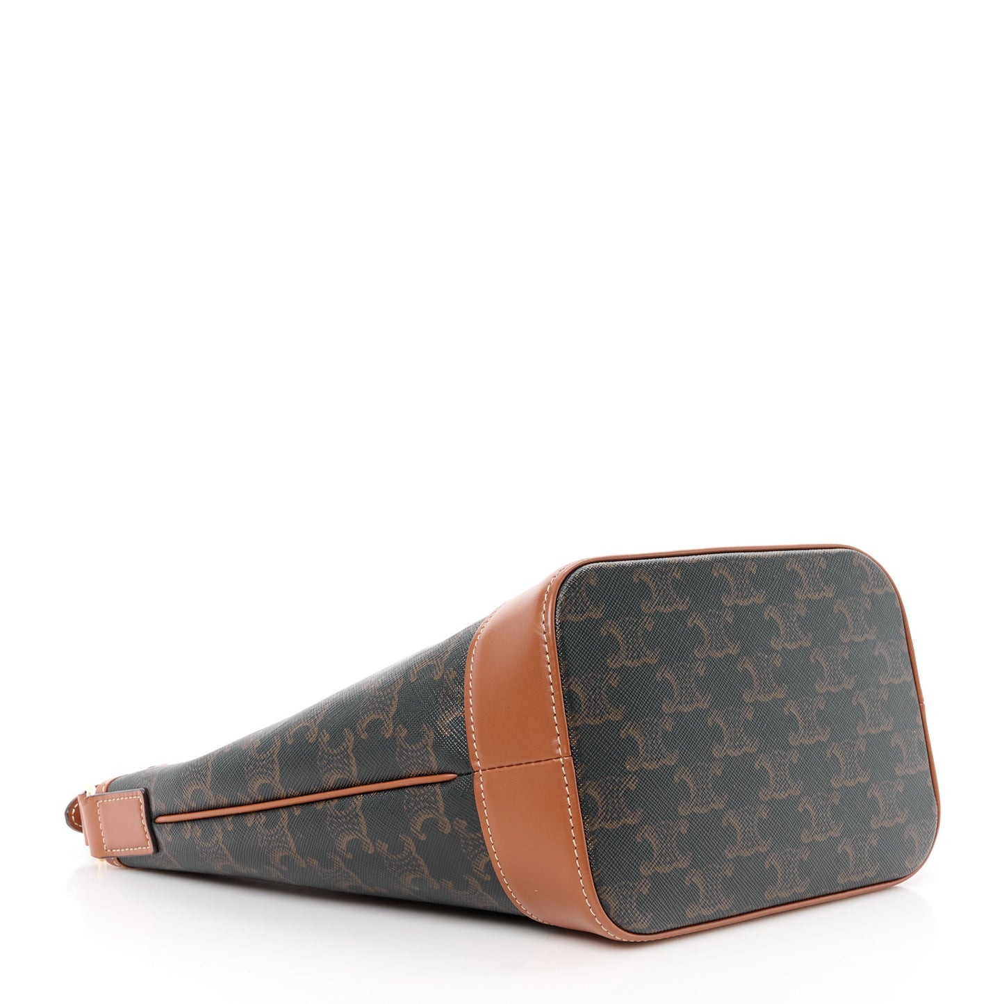 Triomphe Canvas Calfskin Small Bucket Bag Tan