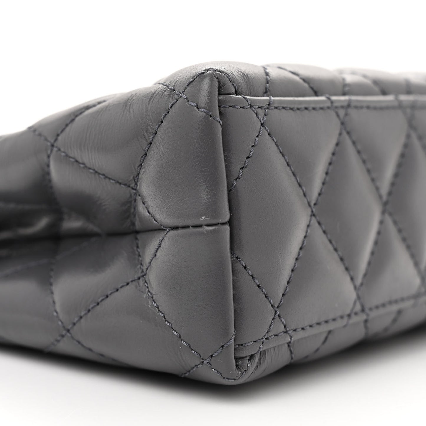 Shiny Aged Calfskin Quilted Nano Kelly Shopper Grey