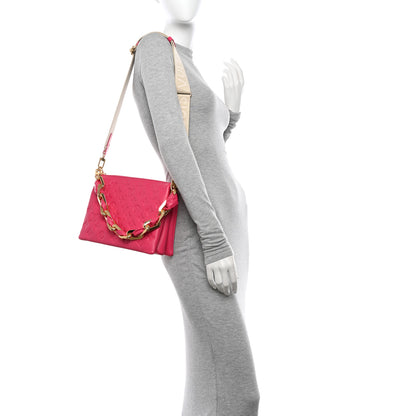 Louis Vuitton Lambskin Embossed Monogram Coussin PM Rose Bougainvillier Pink 2 of 11