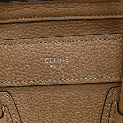 Celine Drummed Calfskin Nano Luggage Dune 6 of 11