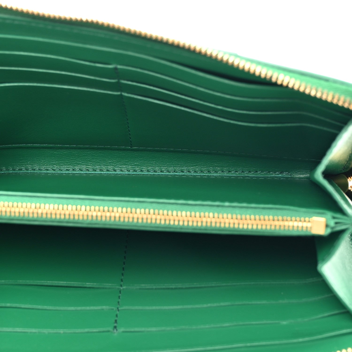 Bottega Veneta Nappa Maxi Intrecciato Zip Around Wallet Racing Green 5 of 9